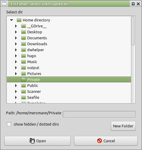 Select directory dialog